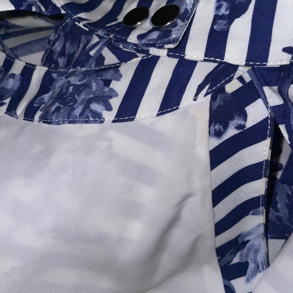 Eliza J * Blue Floral Striped Fit & Flare Halter Dress * Size 8P - Picture 7 of 8